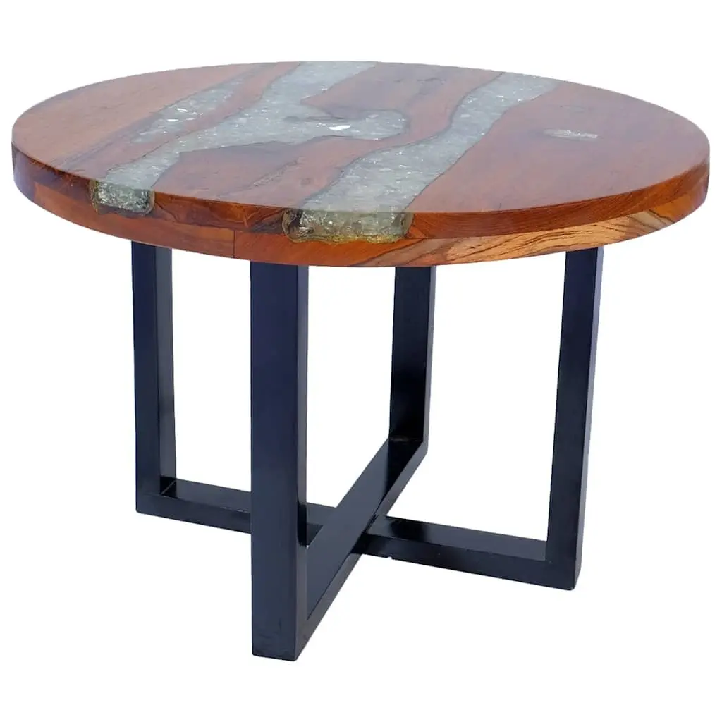 Round Coffee Table with Teak and Mango Wood