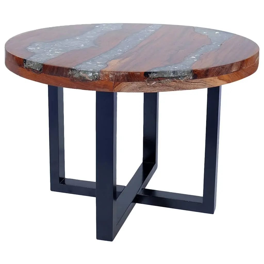 Round Coffee Table with Teak and Mango Wood