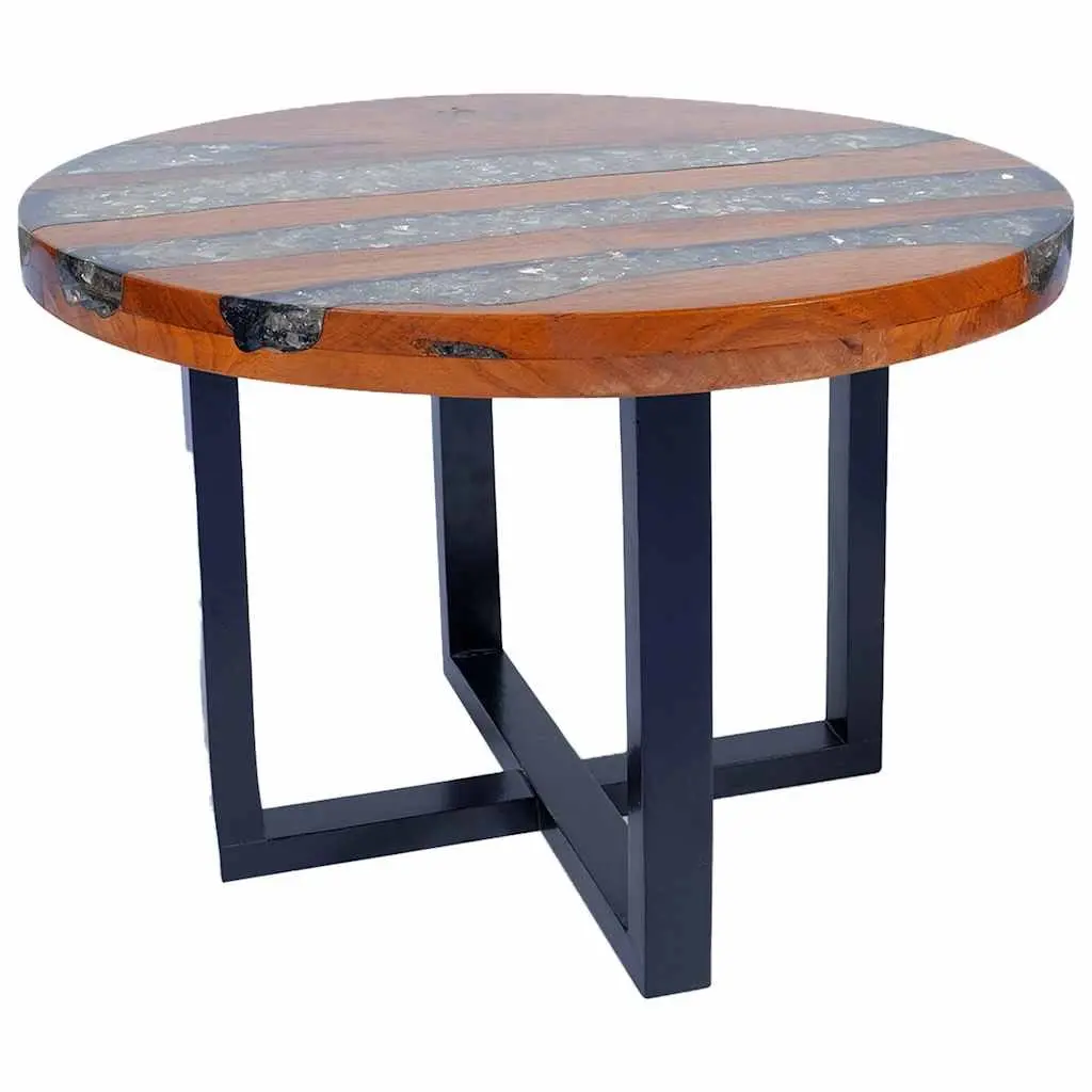 Round Coffee Table with Teak and Mango Wood