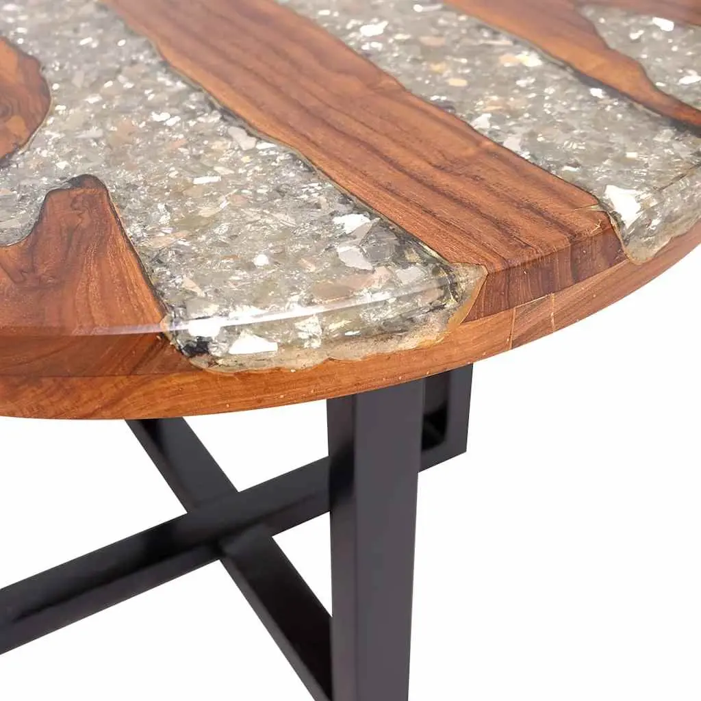 Round Coffee Table with Teak and Mango Wood