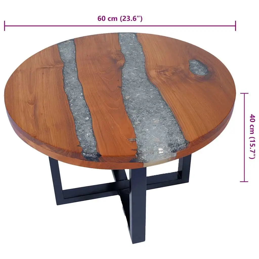 Round Coffee Table with Teak and Mango Wood