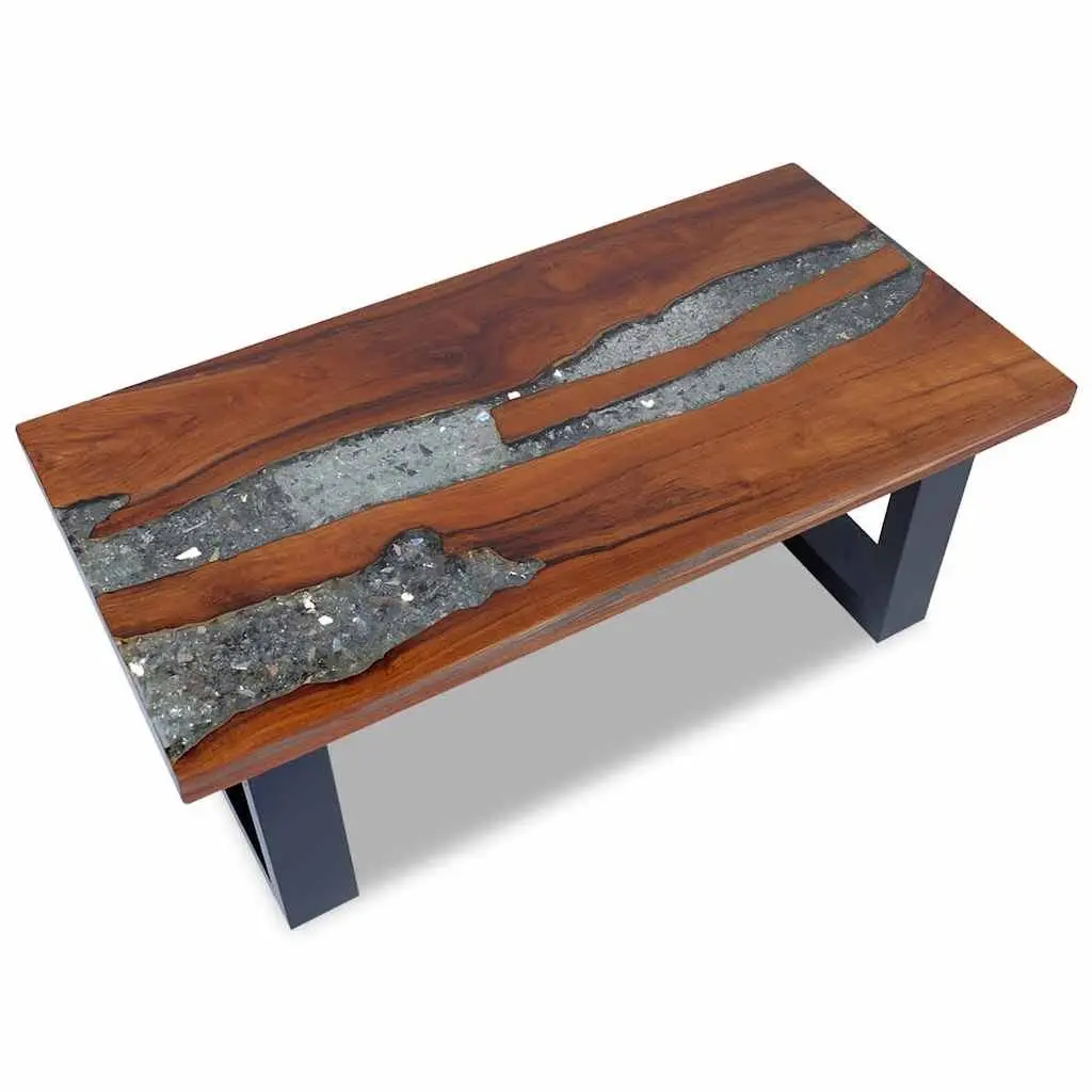 Coffee Table Rectangular Teak Mango Wood Resin 100x50cm