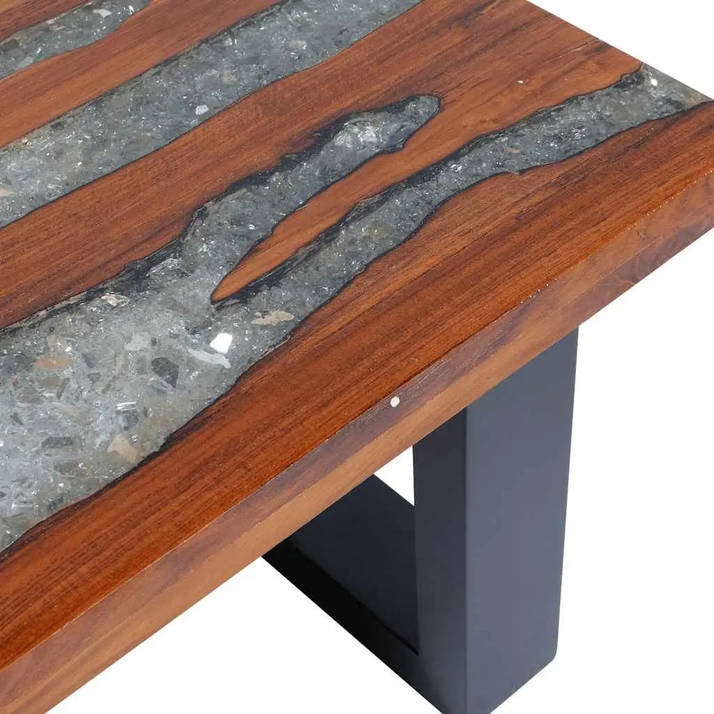 Coffee Table Rectangular Teak Mango Wood Resin 100x50cm