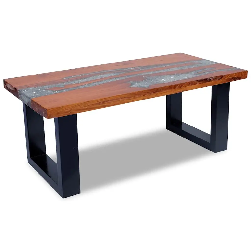Coffee Table Rectangular Teak Mango Wood Resin 100x50cm