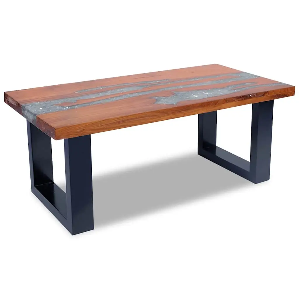 Coffee Table Rectangular Teak Mango Wood Resin 100x50cm
