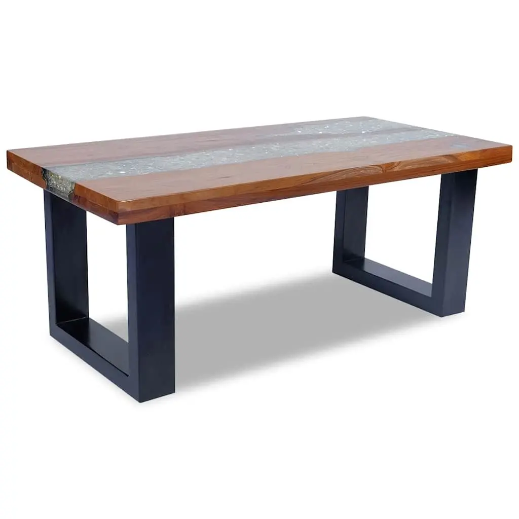 Coffee Table Rectangular Teak Mango Wood Resin 100x50cm