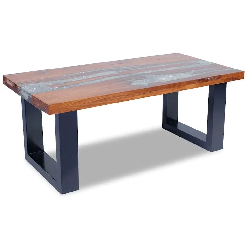 Coffee Table Rectangular Teak Mango Wood Resin 100x50cm