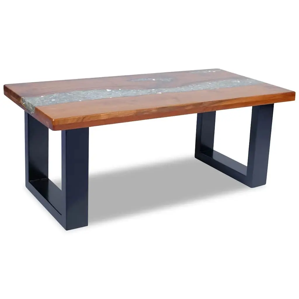 Coffee Table Rectangular Teak Mango Wood Resin 100x50cm