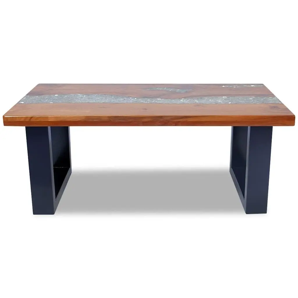 Coffee Table Rectangular Teak Mango Wood Resin 100x50cm