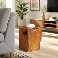 Handcrafted Solid Teak Wooden Stool for Comfort