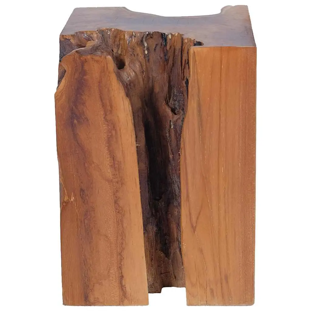 Wooden Stool Solid Teak Handmade Footrest Side Table Rustic Natural Brown