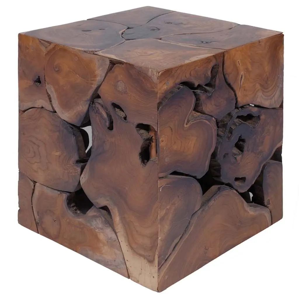 Handmade Brown Wooden Stool 40x40x45 cm