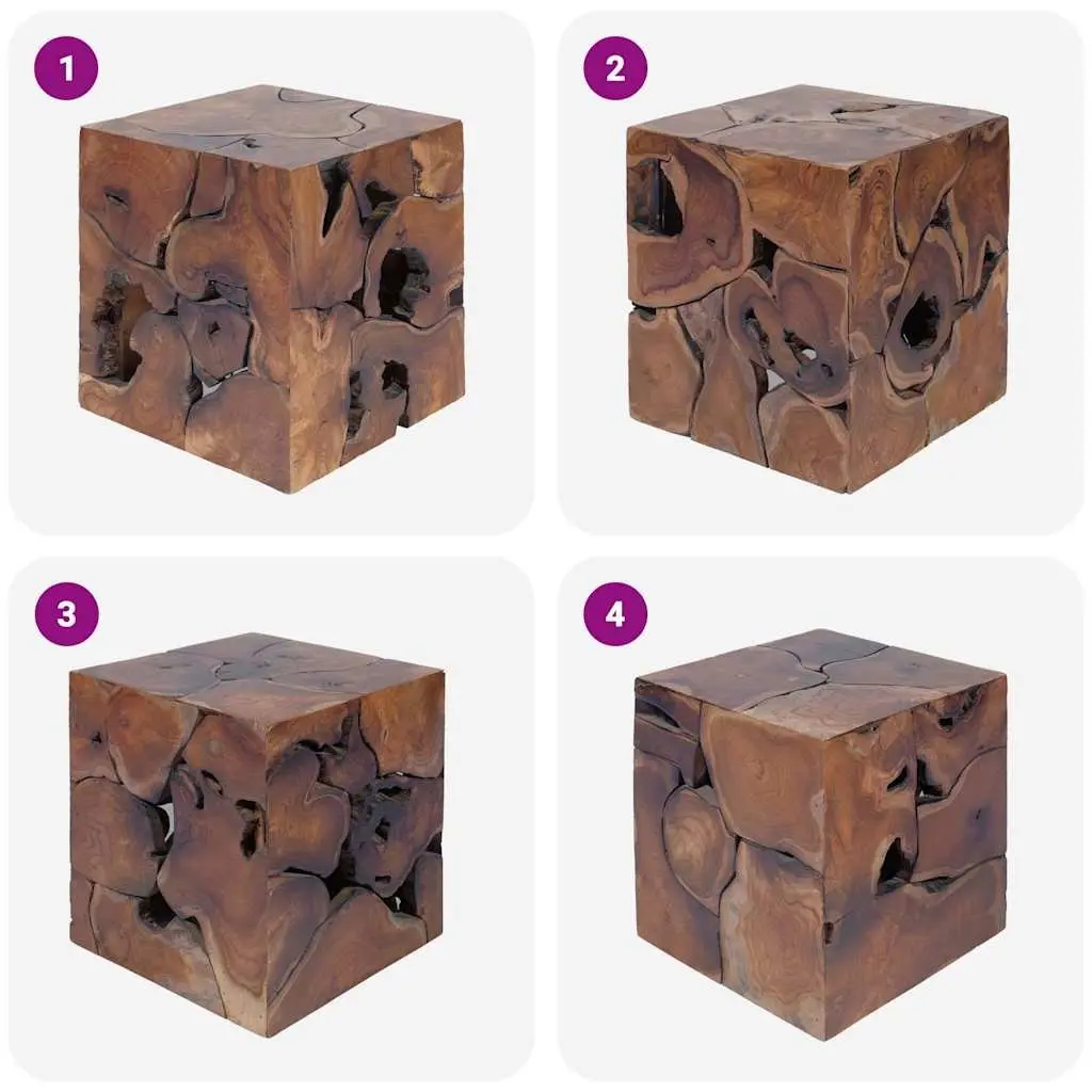 Handmade Brown Wooden Stool 40x40x45 cm