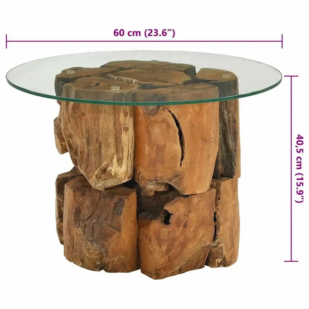 Handmade Coffee Table with Driftwood Base and Glass Top