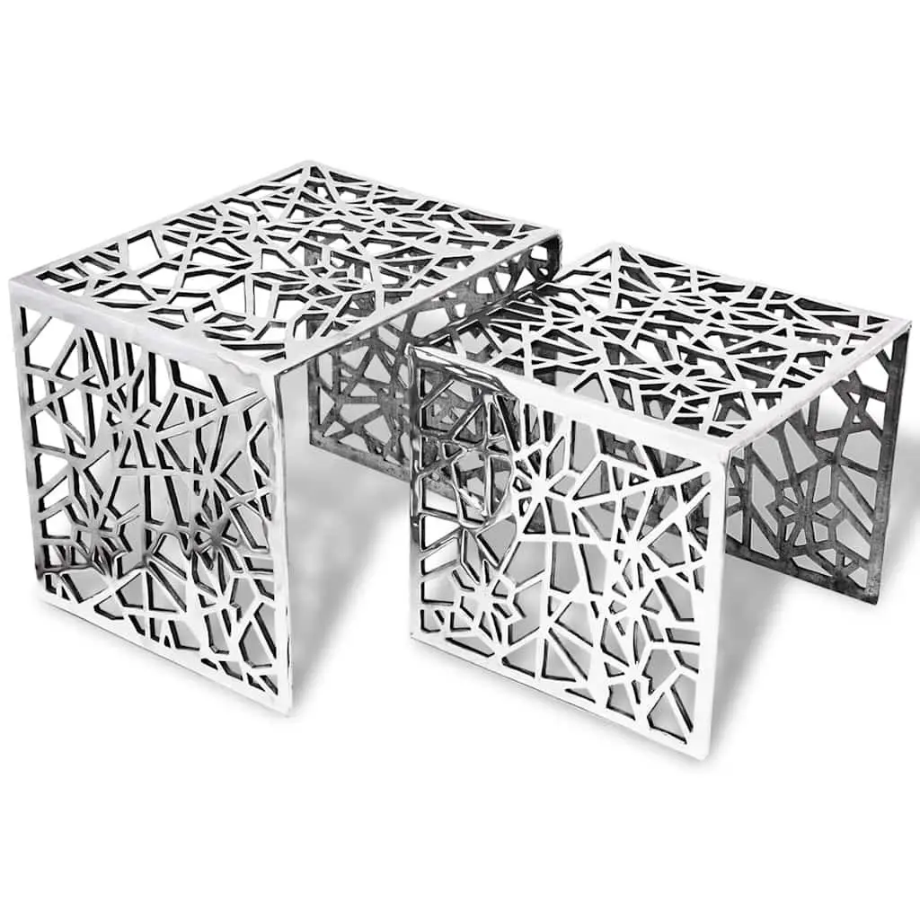 Nesting Side Tables Contemporary Square Silver Lightweight