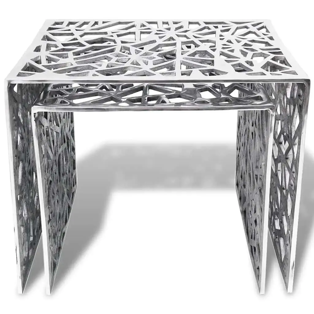 Nesting Side Tables Contemporary Square Silver Lightweight