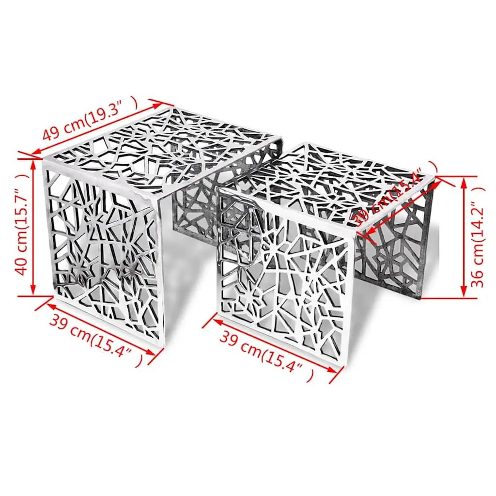 Nesting Side Tables Contemporary Square Silver Lightweight