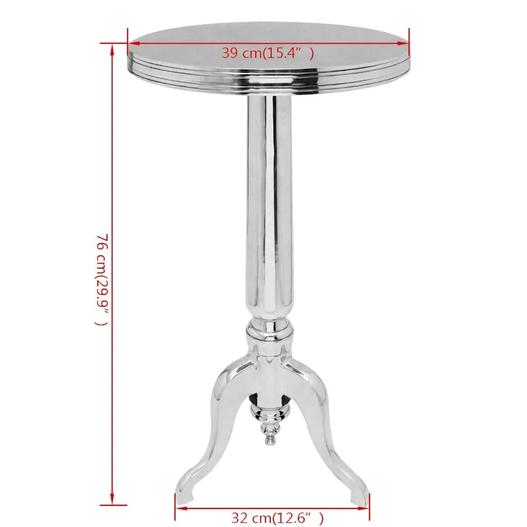 Round Side Table Silver Aluminium Living Room Bedroom Nightstand Display