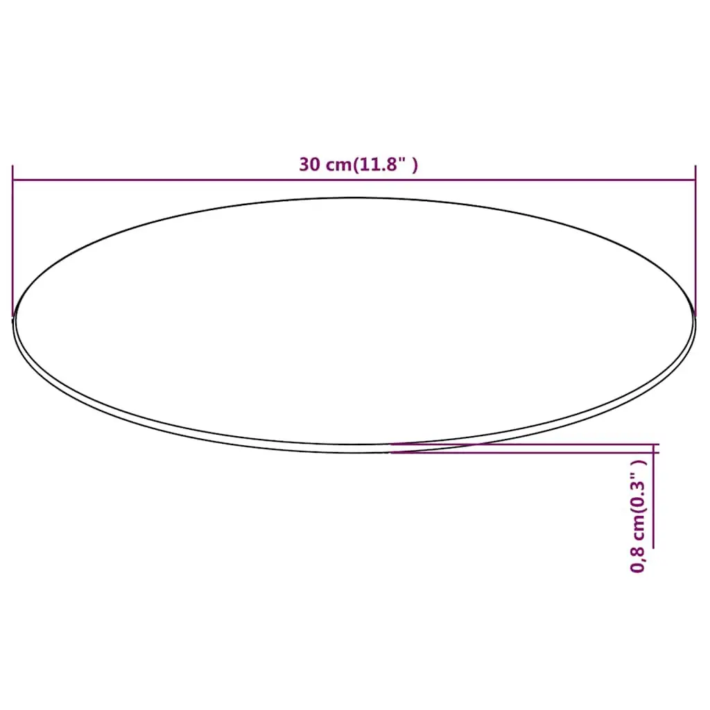 Round Glass Table Top Transparent 300mm Tempered for Coffee Dining Garden Furniture