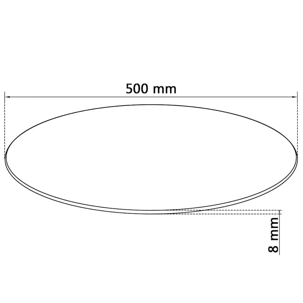 Round Glass Tabletop Transparent 500mm Diameter Tempered Surface