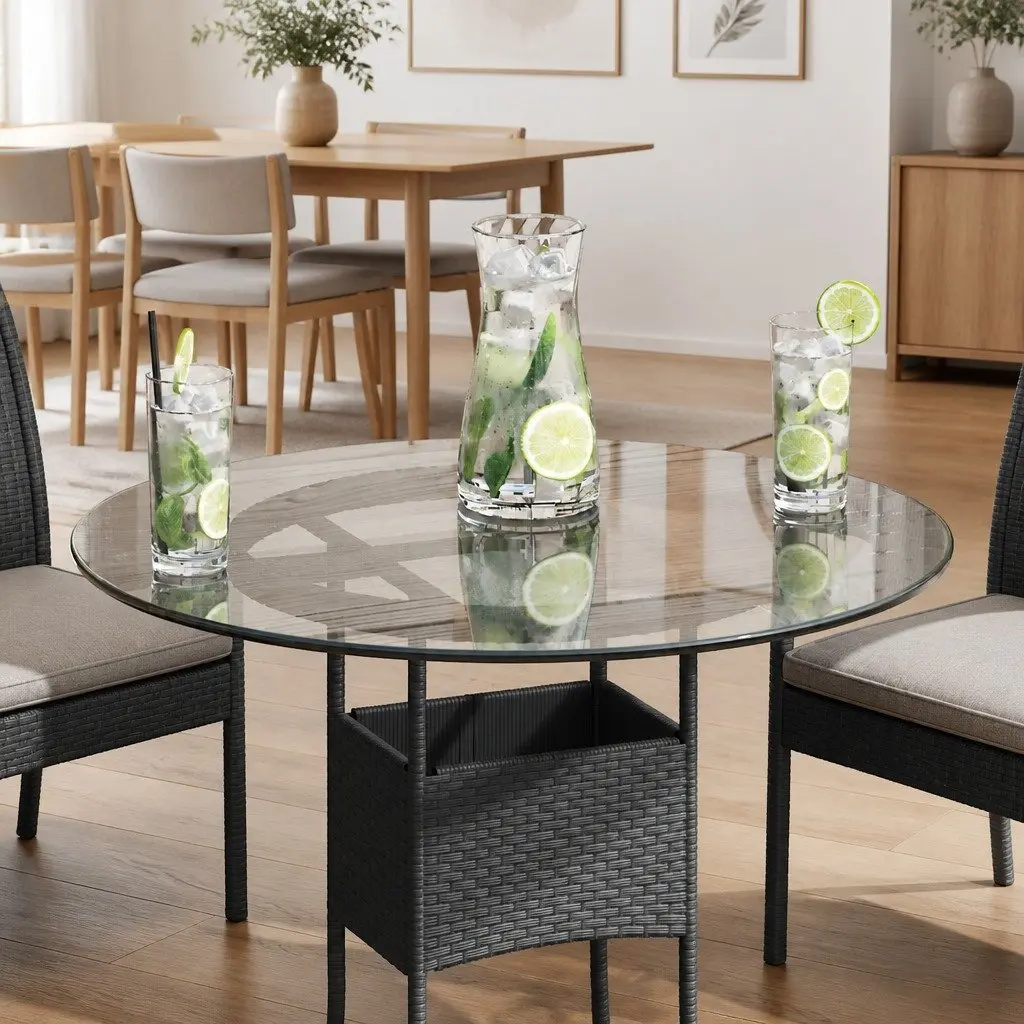 Round Tempered Glass Table Top 600mm Diameter Clear Transparent Surface