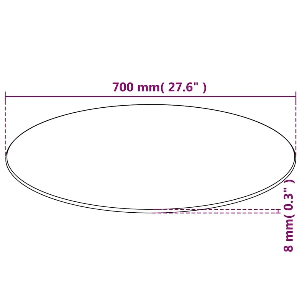 Round Tempered Glass Table Top 700mm Transparent Smooth Non-Porous Surface