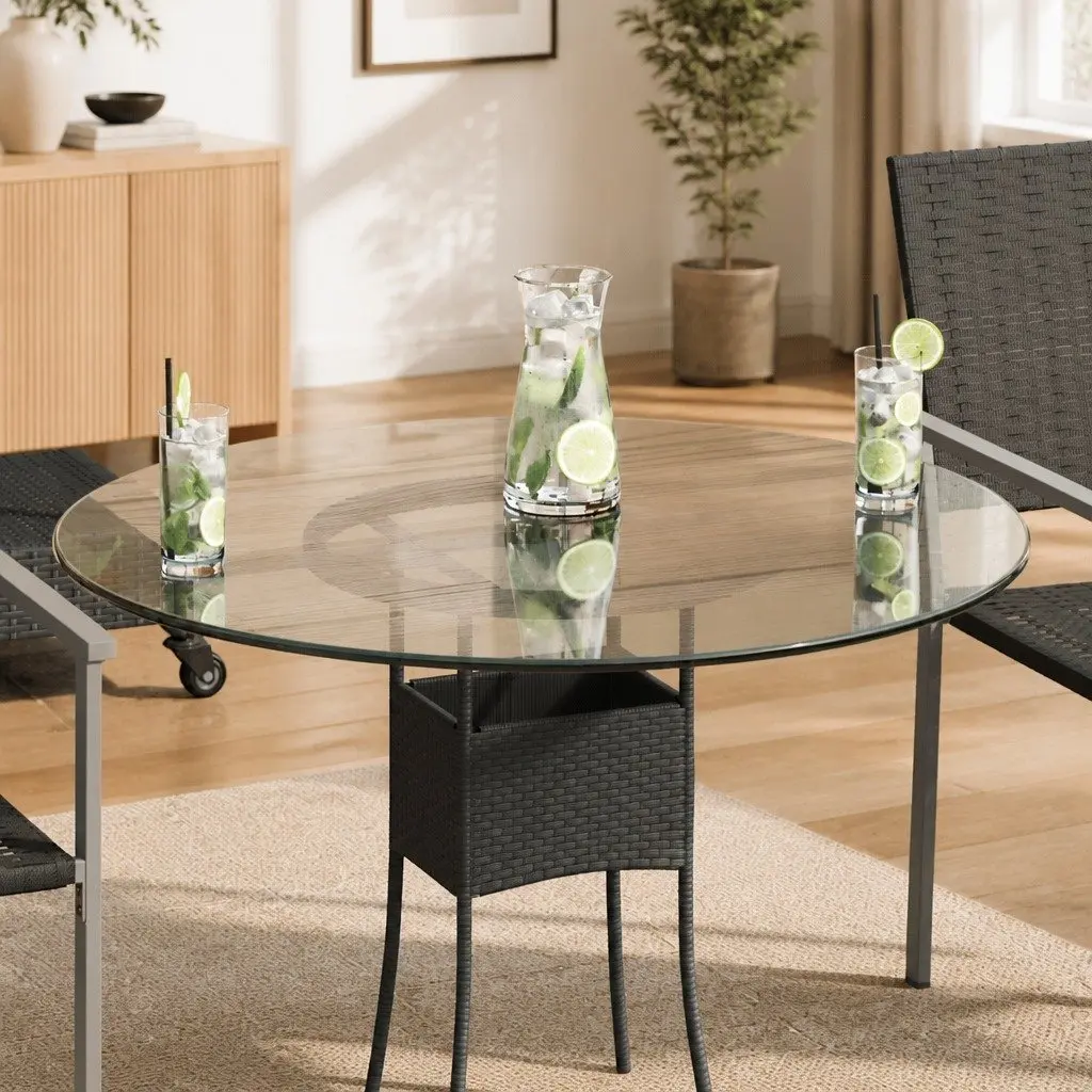 80cm Diameter Clear Transparent Round Table Top Tempered Glass Surface Protection