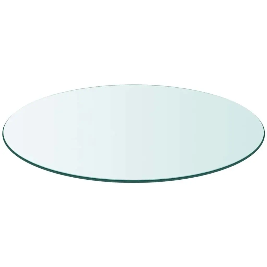 80cm Diameter Clear Transparent Round Table Top Tempered Glass Surface Protection