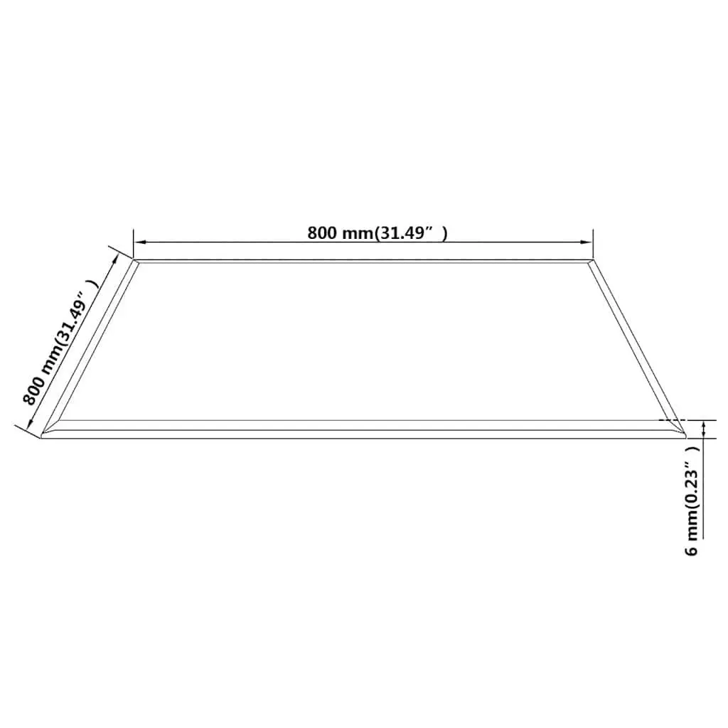 Square Tempered Glass Table Top 800x800 mm