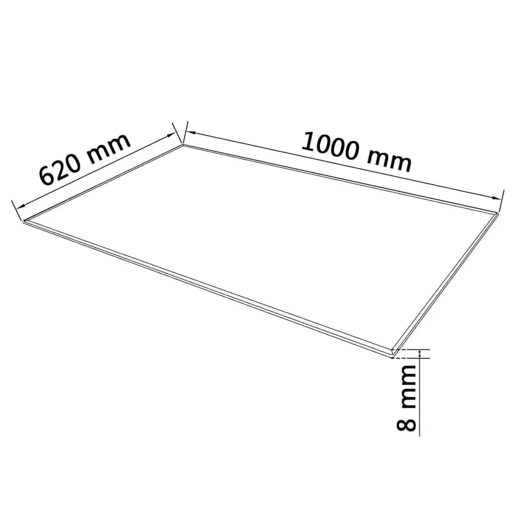 Rectangular Tempered Glass Table Top 1000x620 mm