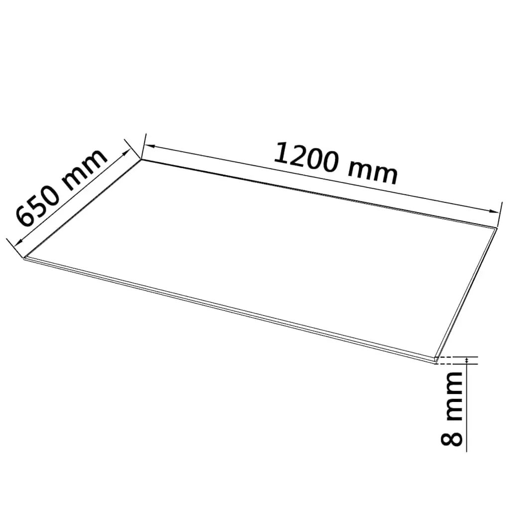 Rectangular Tempered Glass Table Top 1200x650mm