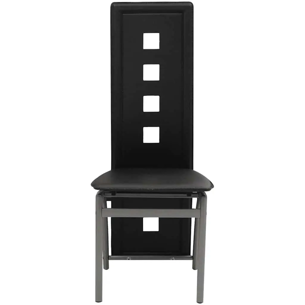 Set of 2 Black Faux Leather Dining Chairs with High Backrest