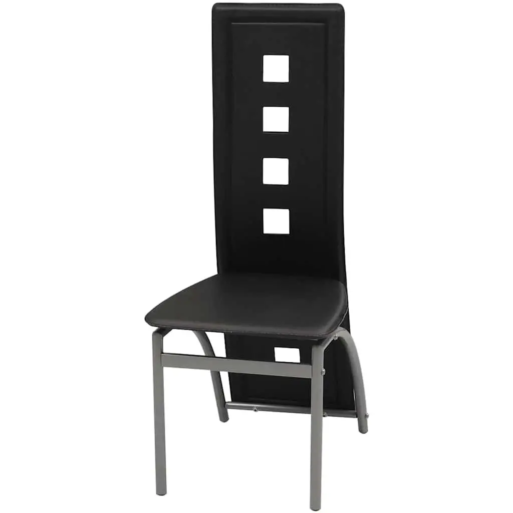 Set of 2 Black Faux Leather Dining Chairs with High Backrest
