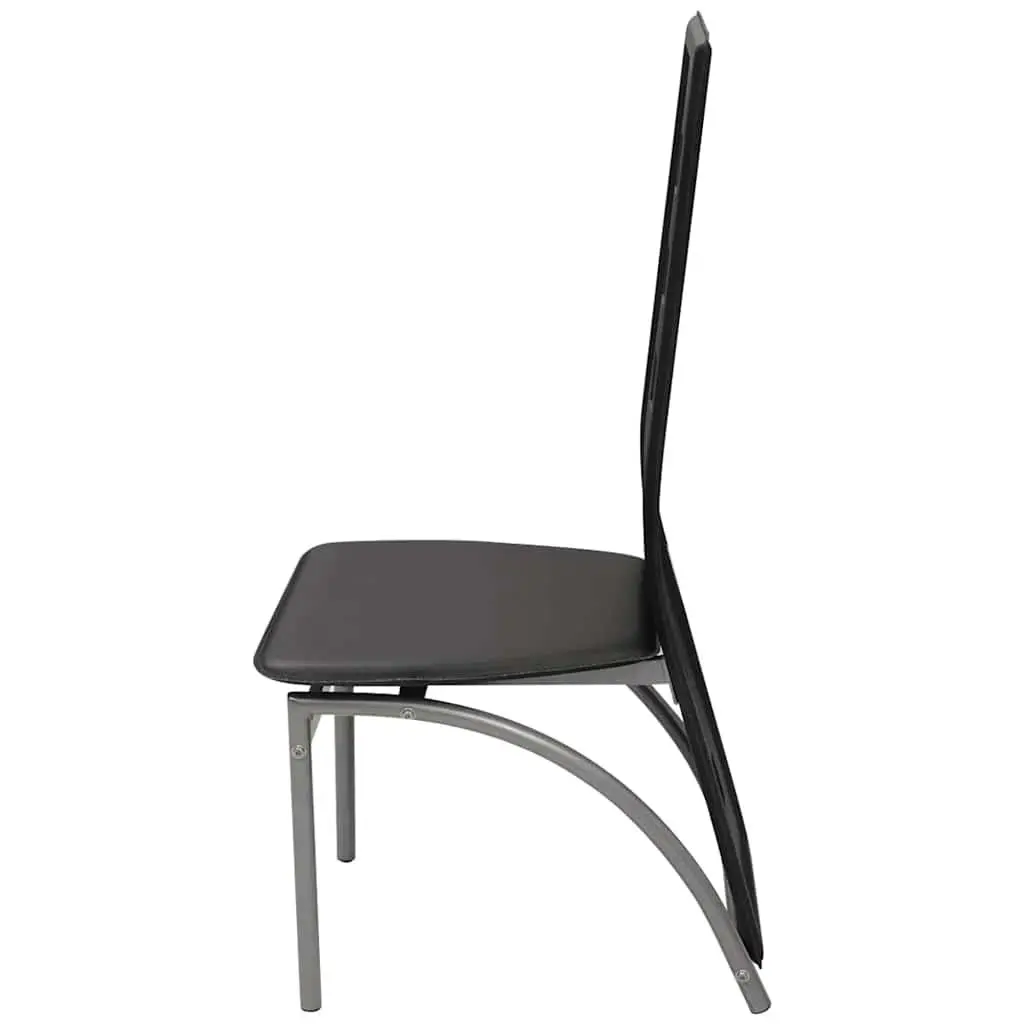 Set of 2 Black Faux Leather Dining Chairs with High Backrest