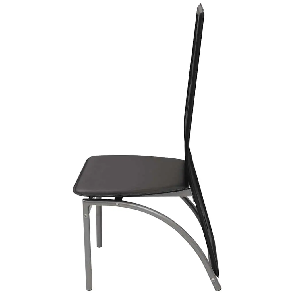 Dining Chairs Set 4 pcs Black Faux Leather Kitchen Seating Contemporary Design