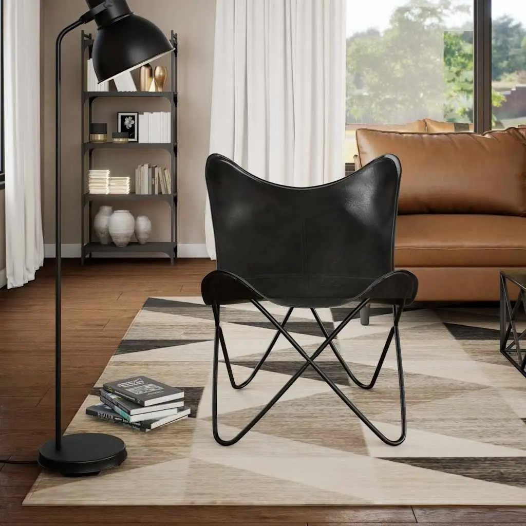 Vintage Butterfly Chair in Black Leather for Relaxation