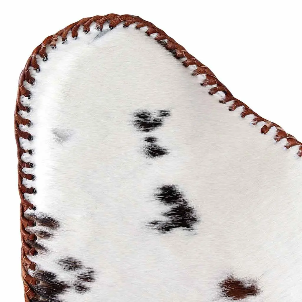 Brown White Cowhide Leather Butterfly Chair Lounge Seat