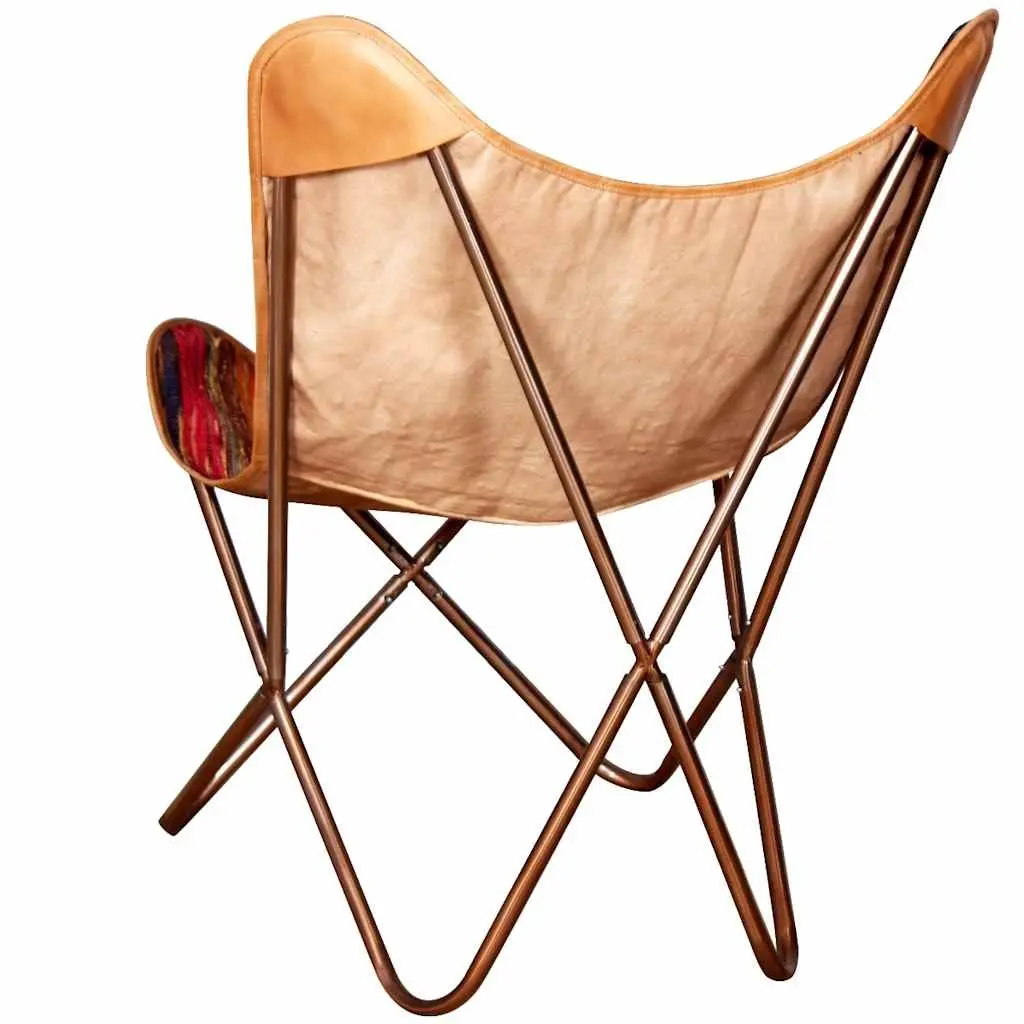 Butterfly Chair Multicolour Chindi Fabric Relaxation Lounge Seat Iron Frame