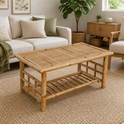 Bamboo Coffee Table for Cozy Living Spaces 90x50x45cm