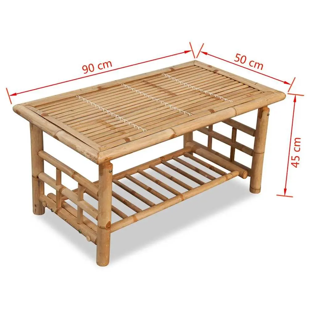 Coffee Table Bamboo Brown Living Room Accent Furniture Outdoor Indoor 90x50x45cm