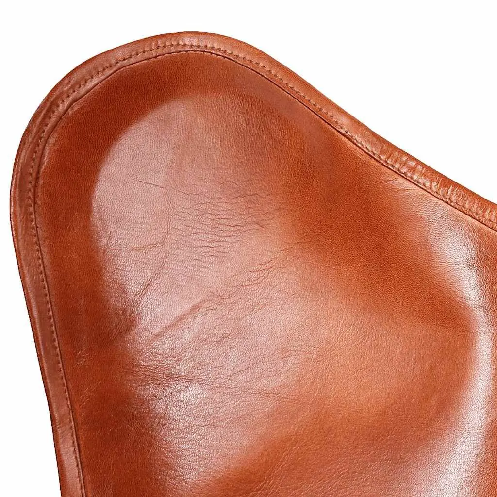 Brown Real Leather Butterfly Chair for Living Spaces