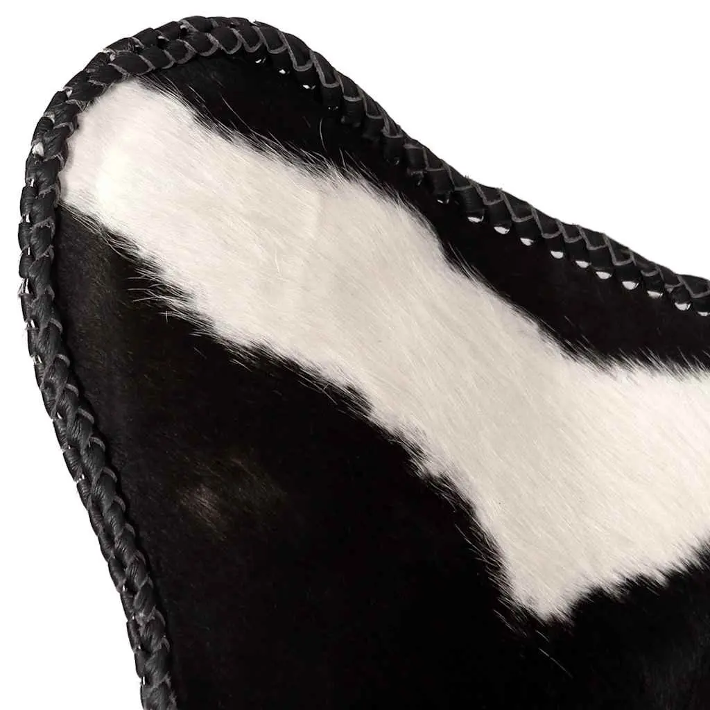 Black Real Cowhide Leather Butterfly Chair