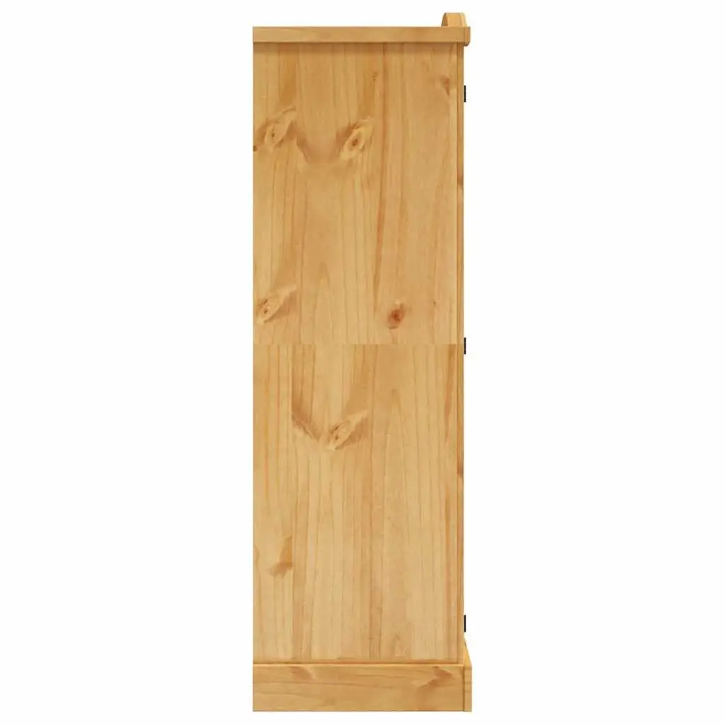 Wooden Wardrobe Mexican Corona Style 2 Doors Brown Solid Pine with Black Metal Accents