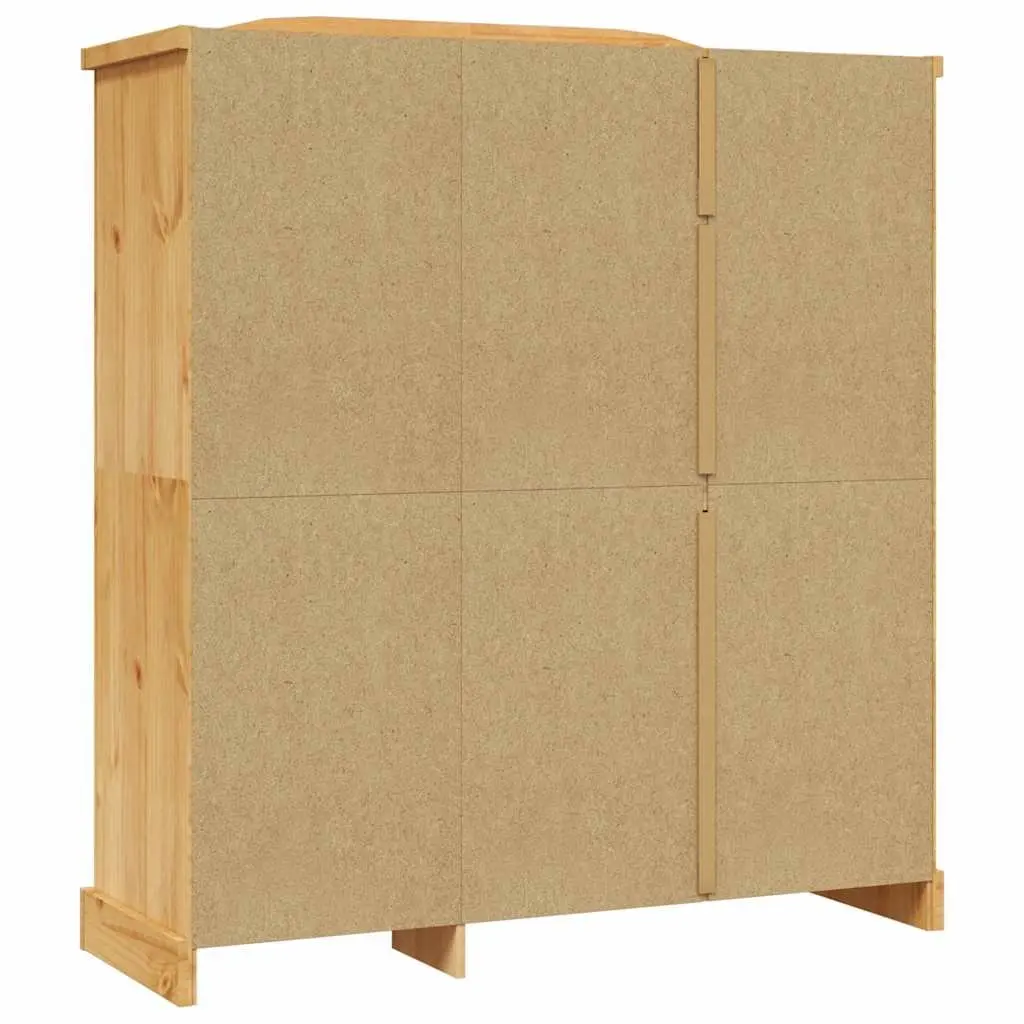 3 Door Wooden Wardrobe Cabinet Brown Waxed Pine Mexican Corona Style