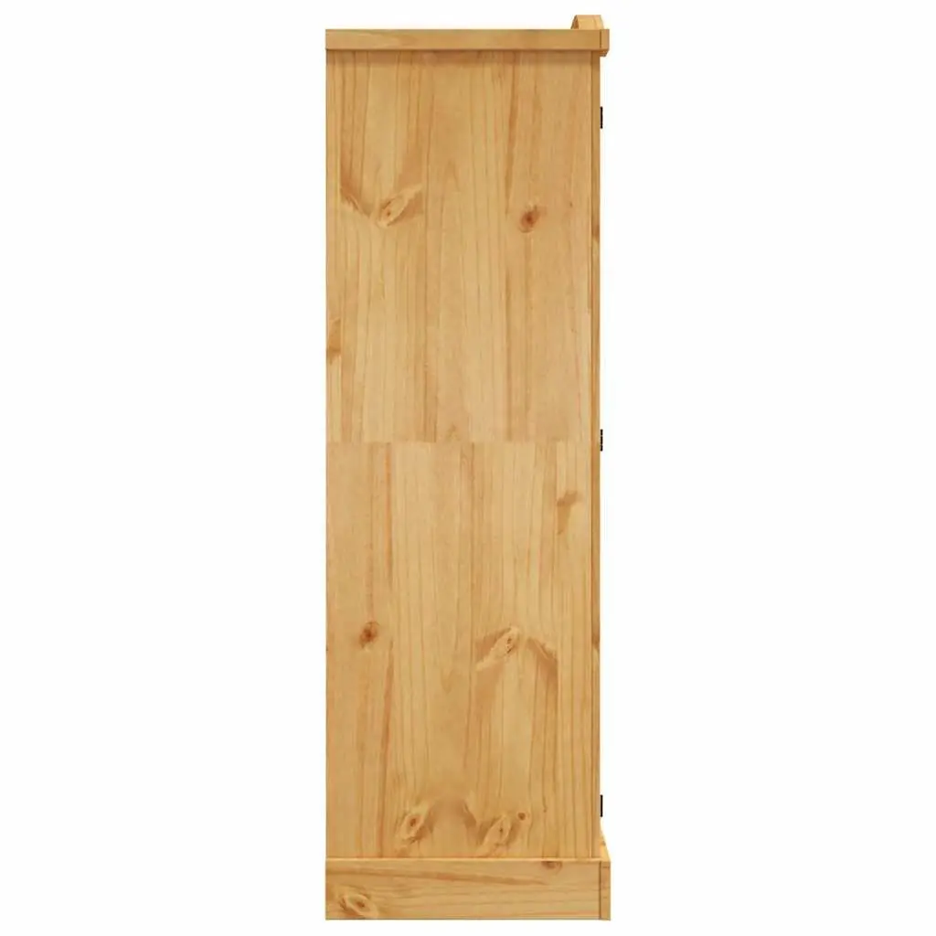 3 Door Wooden Wardrobe Cabinet Brown Waxed Pine Mexican Corona Style