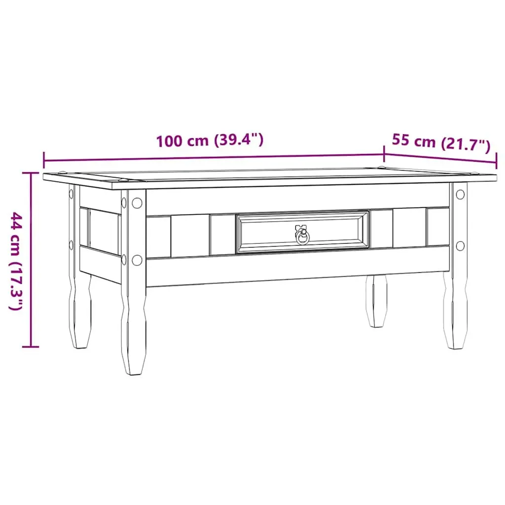 Coffee Table Mexican Corona Style Solid Pine Brown Living Room Accent Furniture