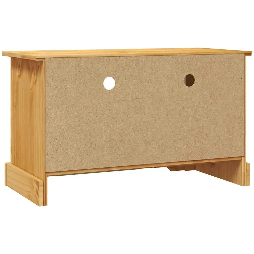 Rustic Pinewood TV Cabinet with Drawers and Open Shelf