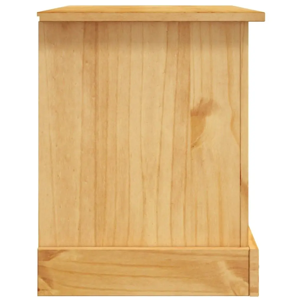 Rustic Pinewood TV Cabinet with Drawers and Open Shelf