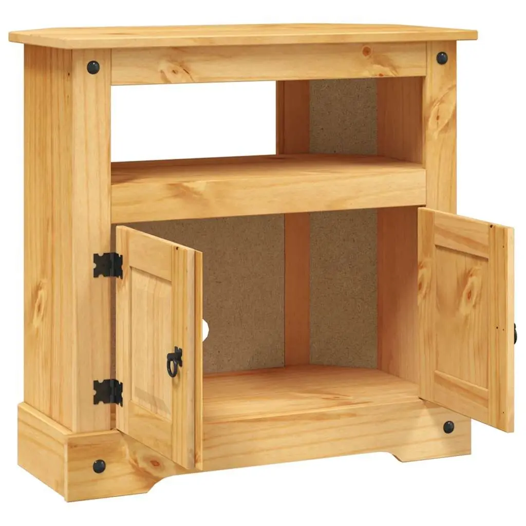 Console Table Side Cabinet Mexican Pine Corona Style Brown Wooden End Table