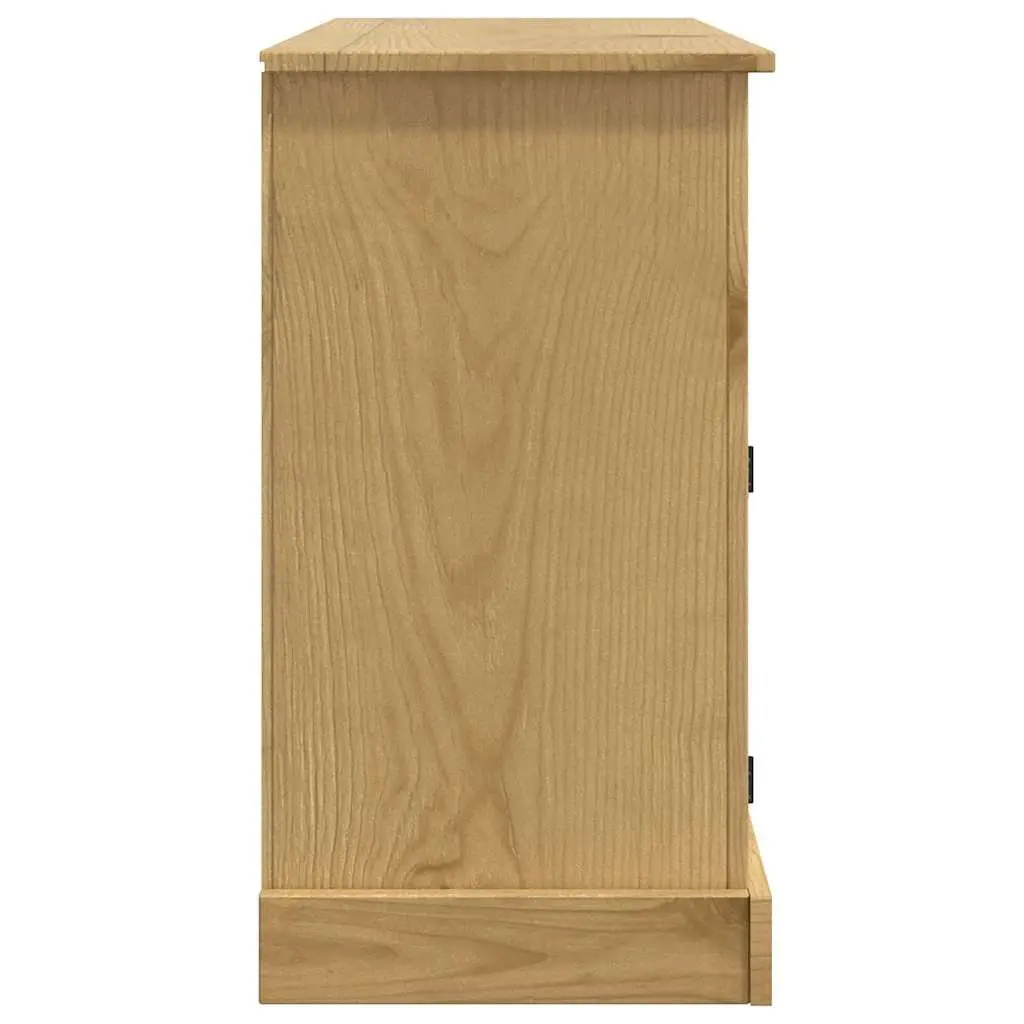 Sideboard Rustic Solid Pinewood Storage Cabinet Brown 3 Doors Drawers Compartments